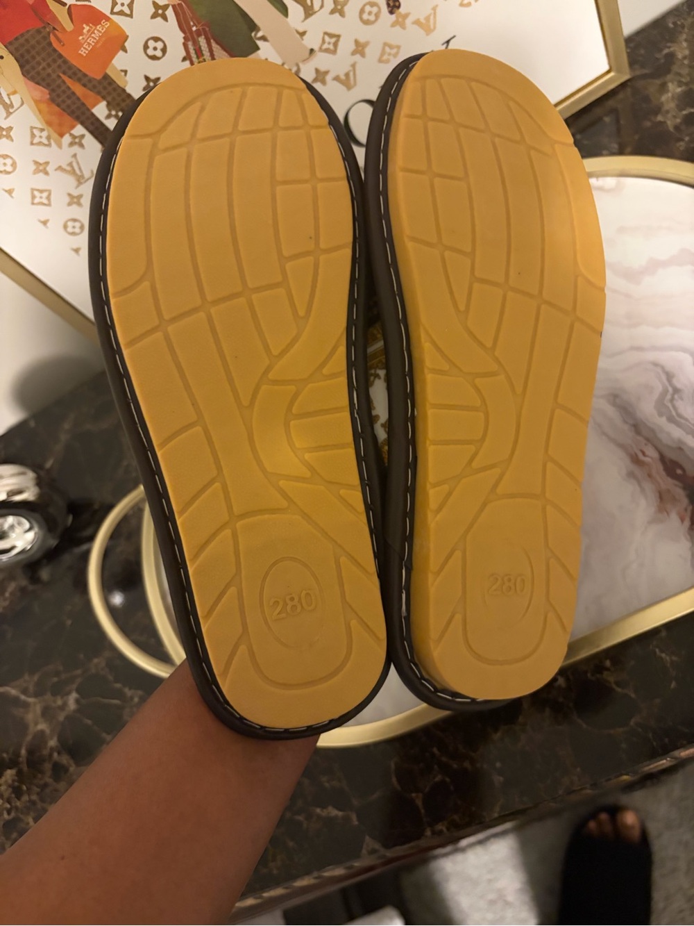 Unisex Patterned Slip-On House Shoes in Black & White - Picture 3 of 3